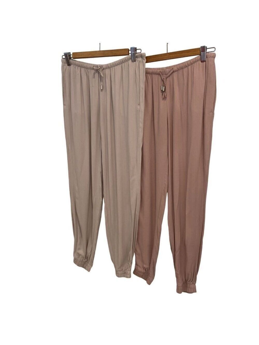 H&M Women's Jogger Pants 2 pairs bundle Lightweight  Beige & Pink Size 4 elastic